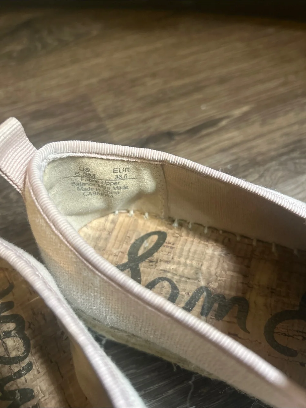Sam Edelman Blush Canvas Distressed Ruffle Espadrille Flats Women’s Size 6.5
